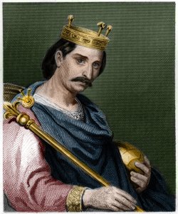 Porträtt av Karl II den skallige (823 - 877), kung av Frankrike - i "Histoire des Francais"" av Lavallee, gravyr, sd. av French School