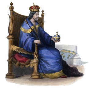 Porträtt av Karl I av Neapel (Karl av Anjou) (1227-1285), kung av Sicilien. av French School