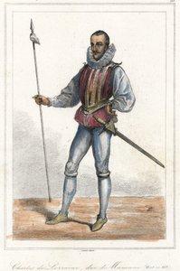 Porträtt av Charles de Lorraine, hertig av Mayenne (1554 - 1611), fransk prins. Efter Henri, hertig av Guise, var han chef för förbundet (1589). av French School