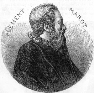 Porträtt av Clement des Marets dit Marot (1496-1544), poet. I ""Popular History of France"", nd. ca 1885. Gravyr. av French School