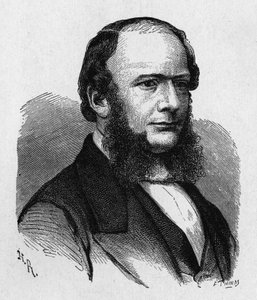 Porträtt av Ernest Werner von Siemens (1816 - 1892), tysk ingenjör och industriman, grundare av företaget som skapade den första stora europeiska telegraflinjen... - i "" Album of Science; berömda vetenskapsmän; Stora upptäckter””” 1896. av French School