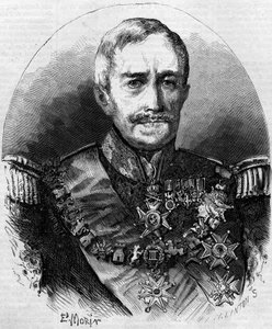 Porträtt av Spirit Victor Elisabeth Boniface de Castellane (1788-1862), fransk marskalk. Gravyr i "" Le Monde Illustré"" nr 56 av 1 maj 1858. av French School