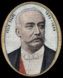 Porträtt av Felix Faure (1841-1899), industriman och politiker, moderat republikan, han blev republikens president från 1895 till 1899. av French School