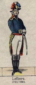Porträtt av Francois Joseph Lefebvre (1755-1820) hertig av Dantzig och av imperiet, par av Frankrike, sedan baron och par av Frankrike marechal av imperiet. Bild på Epinal från slutet av 1800-talet. av French School