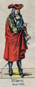 Porträtt av Francois de Neufville, hertig av Villeroi, Marechal av Frankrike (1644-1730). Bild på Epinal från slutet av 1800-talet. av French School