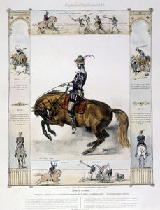 Porträtt av Frédéric Grison i "Pittoresk historia över forntida och modern ridning" av Charles Aubry av French School