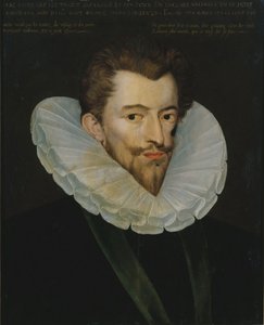 Porträtt av Henri I (1549-88) de Lorraine, Duc de Guise, känd som Le Balafre (tempera på panel)