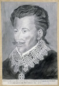 Porträtt av Henri de Valois, greve av Angouleme, Frankrikes storprior, guvernör i Provence 1579 av French School