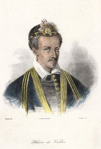 Porträtt av Henrik III (1551 - 1589), kung av Frankrike. (med ett örhänge). Gravyr 1800-talet. av French School