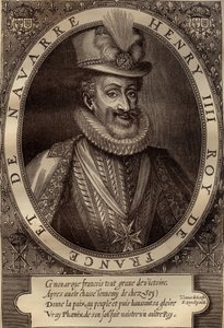 Porträtt av Henrik IV (1553-1610) Kung av Frankrike - Porträtt av Henrik IV (1553-1610) Kung av Frankrike - gravyr 1600-talet av French School