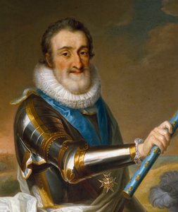 Porträtt av Henrik IV av Frankrike, i rustning, detalj av French School
