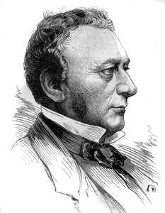 Porträtt av Isaac Pereire (1800 - 1875), grundare av Societe de Credit mobilier och företaget generale transatlantic. Gravyr i "" Le Monde Illustré"" nr 1218 av 31 juli 1880. av French School