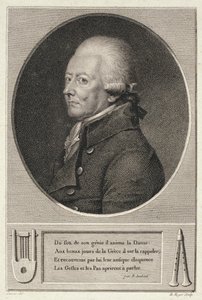 Porträtt av Jean Georges Noverre (1727-1810) graverad av B. Roger av French School