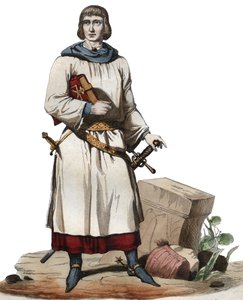 Porträtt av Jean de Joinville (1225-1317), krönikör av det medeltida Frankrike. av French School