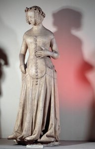 Porträtt av Jeanne de Boulogne, hustru till hertigen av Berry (1340-1416) Skulptur från 1385 från Justitiepalatset i Poitiers. Paris, Museum of Monuments engelska av French School