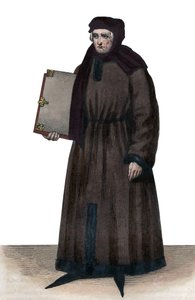 Porträtt av John Froissart (1337-1404), franska krönikörer från det medeltida Frankrike. av French School