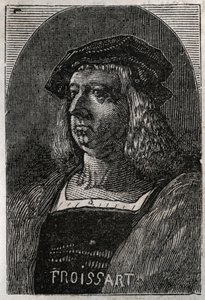 Porträtt av John Froissart (Jean Froissart) (1337-1404), franska krönikörer från det medeltida Frankrike - gravyr i "" Histoire de France"" av Victor Duruy (1811-1894) - 1882 av French School