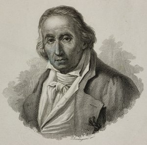 Porträtt av Joseph Marie Charles, kallad Jacquard (1752-1834), fransk vävare och uppfinnare av Jacquardvävstol, gravyr av Guadagnini av French School