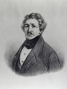 Porträtt av Louis-Jacques Daguerre (1787-1851) av French School