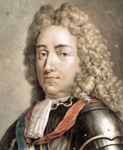 Porträtt av Louis-Joseph av Bourbon, hertig av Vendome, färggravyr av French School