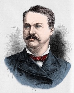 Porträtt av Louis Honore (Louis Honore) Frechette (1839-1908), kanadensisk poet och dramatiker. Gravyr av Charles Georges i "" Le Monde Illustré"" nr 1328 av den 9 september 1882. av French School