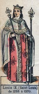 Porträtt av Ludvig IX av Frankrike, känd som Saint Louis (1214-1270) (kapeternas dynasti). Illustration sent 1800-tal. av French School