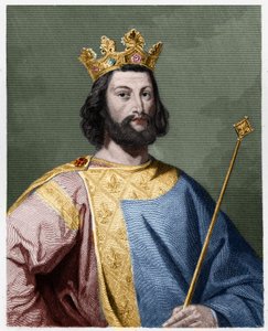 Porträtt av Ludvig VII den unge (1120 - 1180), kung av Frankrike - i "Histoire des Francais"" av Lavallee, gravyr, sd. av French School