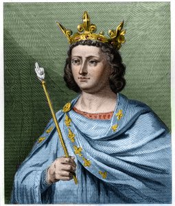 Porträtt av Louis X le Hutin (1289 - 1316), kung av Frankrike - i "Histoire des Francais"" av Lavallee, gravyr, sd. av French School