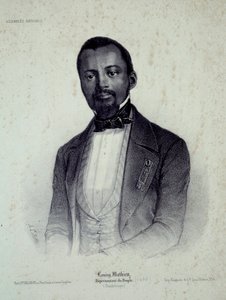 Porträtt av Louisy Mathieu (1817-1874), före detta slav och ställföreträdare för Guadeloupe Gravyr av 1800-talets Chartres, Musee des Beaux Arts av French School