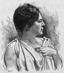 Porträtt av Madame Agar (Marie Leonide Charvin, dit) (1836-1891), fransk komiker. Gravyr i "La gazette du dimanche"" av den 21 november 1895. av French School