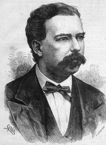 Porträtt av Manuel Pardo (1834-1878), Perus president från 1872 till 1876. Gravyr i "" Le Monde Illustré"" nr 1132 av 7 december 1878. av French School
