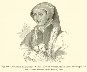 Porträtt av Marguerite de Valois, drottning av Navarra (gravyr) av French School