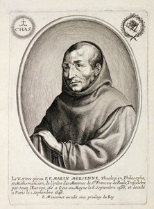 Porträtt av Marin Mersenne (1588-1648) graverad av Balthazar Moncornet (ca 1600-68) av French School