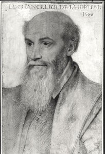 Porträtt av Michel de LHospital (ca 1504-73) 1566 av French School