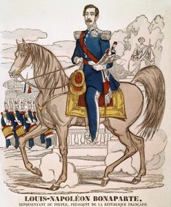 Porträtt av Napoleon III - representant för folket, Frankrikes president. (Charles Louis Napoleon Bonaparte) (1808 - 1873). Spinal bild. av French School