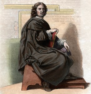 Porträtt av Nicolas Poussin (1594-1665), fransk målare. av French School