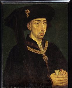 Porträtt av Filip III av Bourgogne kallad Filip den gode (1396-1467) hertig av Bourgogne, grundare av den gyllene fleece-målningen av den franska skolan av French School