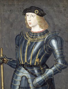 Porträtt av Filip II av Spanien (kroppsfärg & guld på veläng)