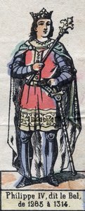 Porträtt av Filip IV av Frankrike, känd som Filip Bel (1268-1314) (kapeternas dynasti). Illustration sent 1800-tal. av French School
