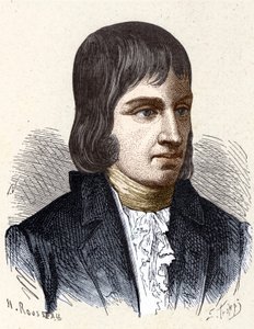 Porträtt av Philippe Lebon (1769 - 1804), fransk ingenjör och kemist (uppfinnare av gasbelysning) - i "" Album de la Science; berömda vetenskapsmän; Stora upptäckter””” 1896. av French School