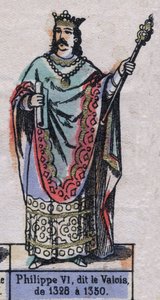 Porträtt av Philippe VI av Frankrike, känd som Philippe de Valois (1294-1350) (kapeternas dynasti). Illustration sent 1800-tal. av French School