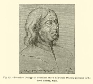 Porträtt av Philippe de Commines, efter en rödkritritning bevarad i stadsbiblioteket, Arras (gravyr) av French School