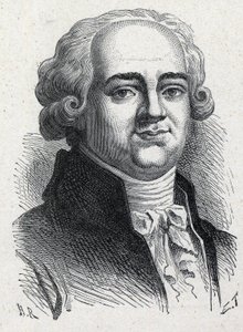 Porträtt av Pierre Louis Manuel, fransk politiker (1751-1793) deputerad av Seine vid Nationalkongressen. Gravyr från 1889. Privat samling. av French School