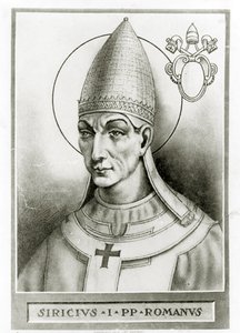 Porträtt av påven Siricius, ca 1835 (litho) av French School