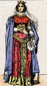 Porträtt av drottning Nantilde (ca 610-642). av French School