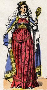 Porträtt av Ultrogothe (död efter 566-567) drottning av Frankrike och hustru till Childebert 1:a. av French School