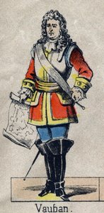 Porträtt av Vauban Sebastien the Prestre (1633-1707), marechal av Frankrike. Bild på Epinal från slutet av 1800-talet. Privat samling. av French School