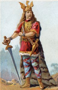 Porträtt av Vercingetorix (72-46 f.Kr.), gallernas kung. Kromolitografi omkring 1890. av French School