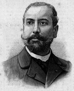 Porträtt av Victor Theophile Liotard (1858-1916), fransk farmaceut och kolonial upptäcktsresande. Gravyr i "" Journal des Voyages"" den 29 januari av French School