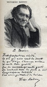 Porträtt av viktorianska Sardou (1831-1908), dramatiker, i "Le Petit Parisien"" av French School